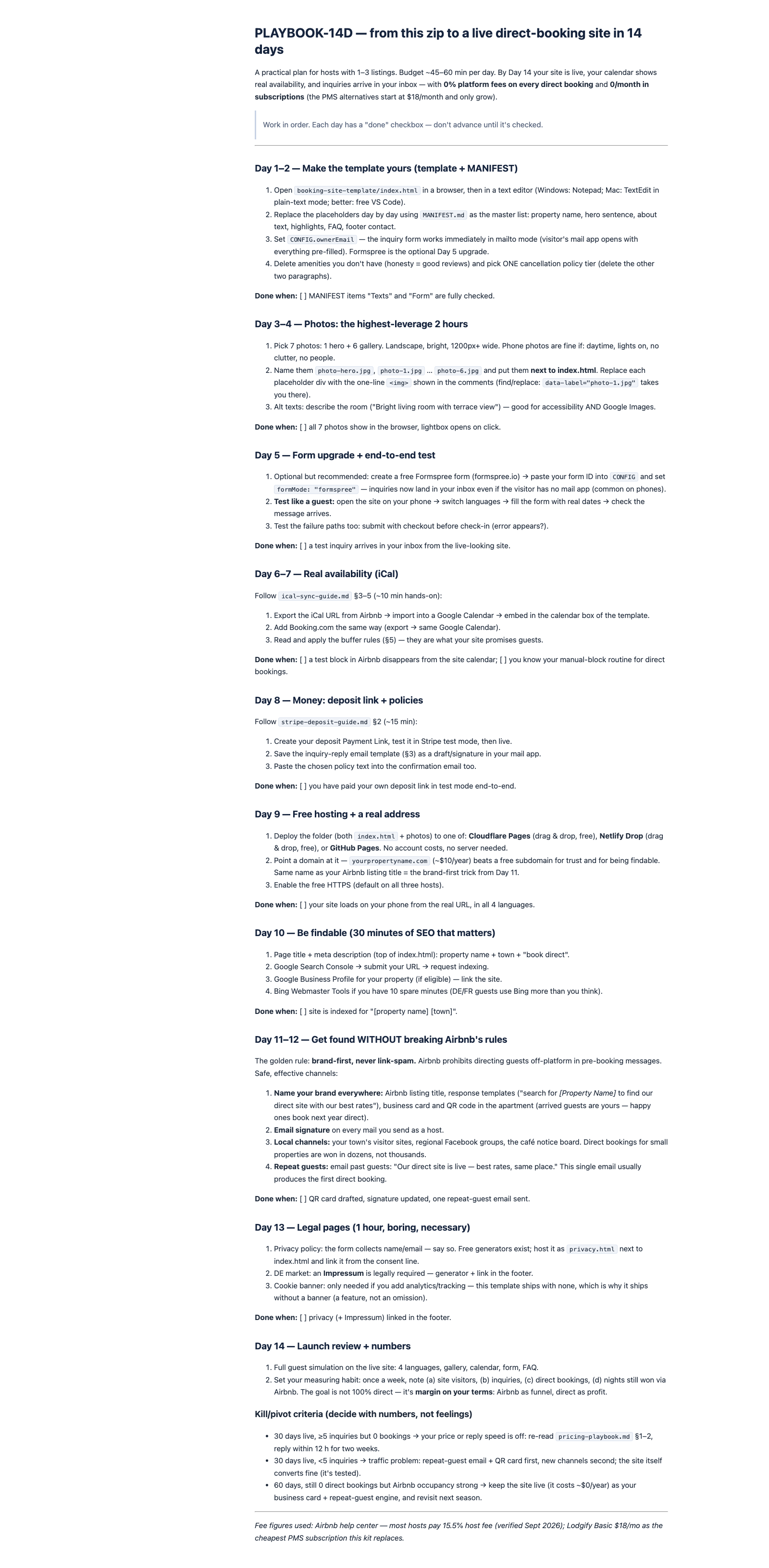 PLAYBOOK-14D launch plan