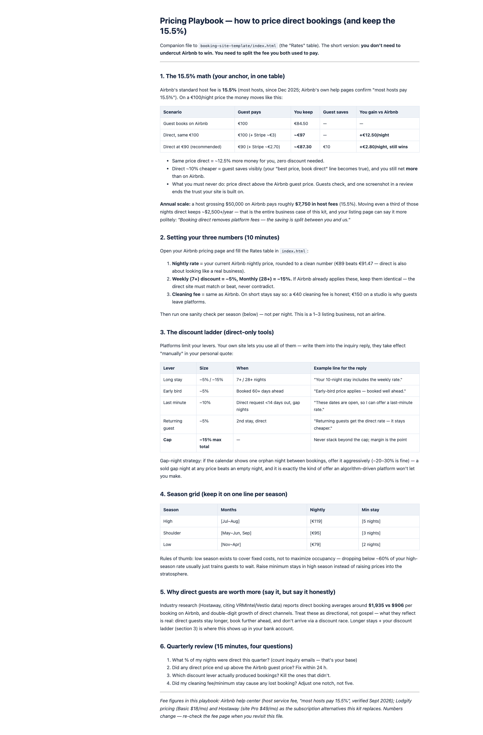 Pricing playbook