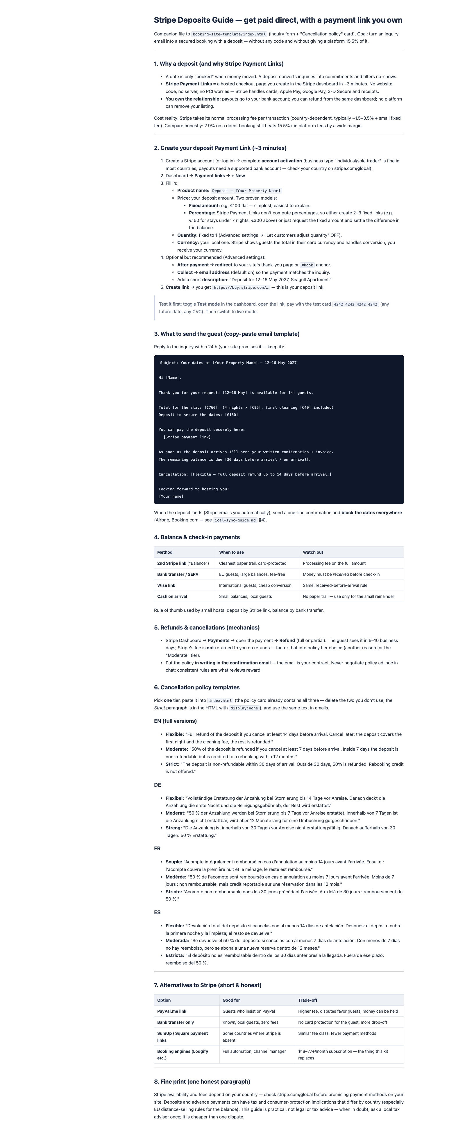 Stripe deposit guide